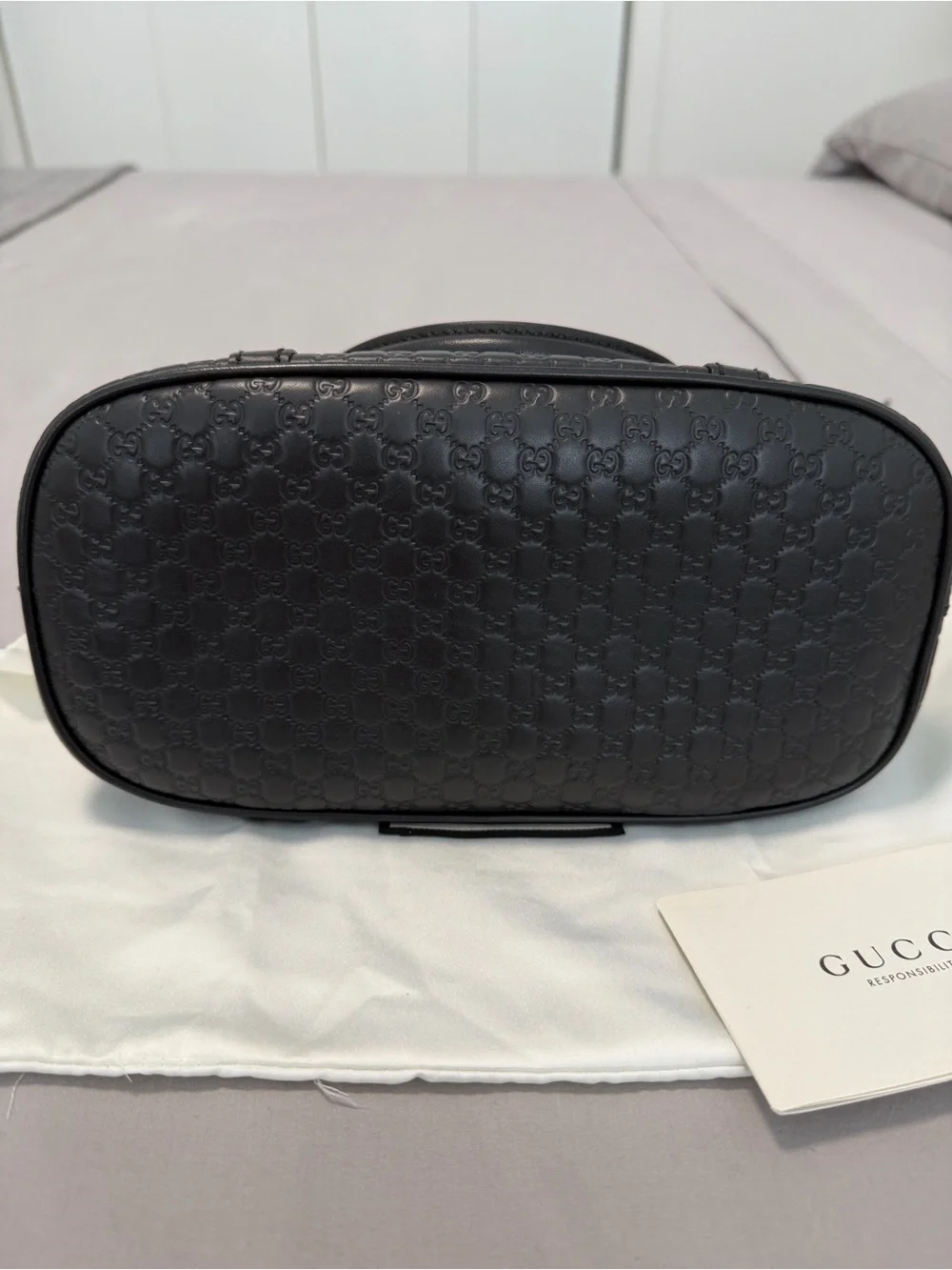 Gucci Authentic Microguccissima Dome Small Black Leather BSatchel with Gold Hard